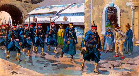 Japanese Occupation of Seoul Battlefield Painting, Russo Japanese, Japanese Occupation, Imperial Japan, Military Illustration, Military Drawings, Japan History, Edwardian Era, Military Art