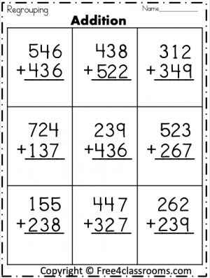 Addition 3 Digits With Regrouping, 3digit Addition With Regrouping, 3 Digit Addition Worksheets, 3 Digit Addition With Regrouping, Addition With Regrouping Worksheets, Subtraction With Regrouping Worksheets, Free Addition Worksheets, Regrouping Addition, Adding Worksheets