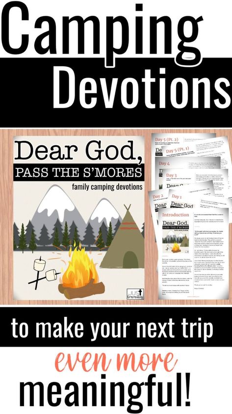 Make your camping trip count with these Christian camping devotionals for kids. Or read them together around a fire as a summer devotions for kids. Spend intentional time together learning about God and thinking about how great He is! Christian Campfire Songs, Campfire Bible Lesson, Christian Camp Themes, Yw Camp Devotional Ideas, Christian Summer Camp Themes, Bible Camp Ideas, Camping Bible School Theme, Bible Camp Themes, Camping Vacation Bible School