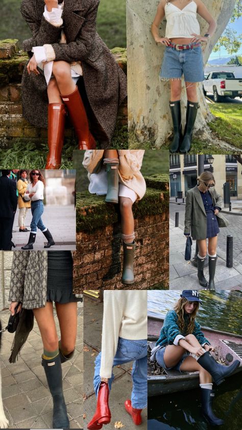 Hunter Boots Outfit Fall, Rain Boots Outfit Fall, Hunter Boot Outfits, Hunter Rain Boots Outfit, Countryside Outfit, Rainboots Outfit, Rain Boot Outfit, Hunter Boots Outfit, Glad Rags