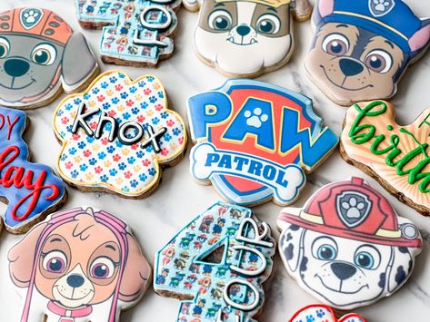 Eddie the Edible Printer came in CLUTCH for making these Pups look PAW-fect. Eddie Cookie Printer, Eddie Edible Printer Cookies, Eddie Printed Cookies, Paw Patrol Birthday Cookies, Eddie Printer, Printed Cookies, Paw Patrol Cookies, Edible Printer, Paw Patrol Birthday