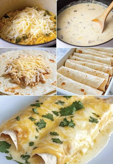 Low Carb White Chicken Enchiladas, 2024 Meals, White Chicken Enchiladas, Chicken Enchiladas Easy, Low Carb Casseroles, Easy Recipes For Beginners, Chicken Enchilada Recipe, Recipes Simple, Enchilada Recipes