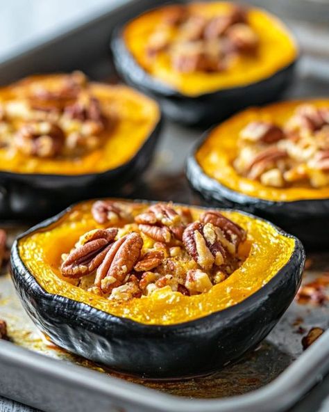 Comfort Classics Kitchen Acorn Squash Recipe, Arch Nemesis, Roasted Acorn Squash, Acorn Squash Recipes, Olive Oil Spray, Squash Recipe, Fat Bomb Recipe, Maple Pecan, Apple Crisp Recipes