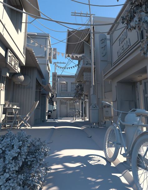 ArtStation - Tokyo Street, stephany jablonofsky | 3d building models, Environment concept art, Architecture Concept Art Architecture, Arnold Render, Maya Modeling, Props Concept, Blender Models, 3d Concept, 3d Architecture, Cyberpunk City, Perspective Art