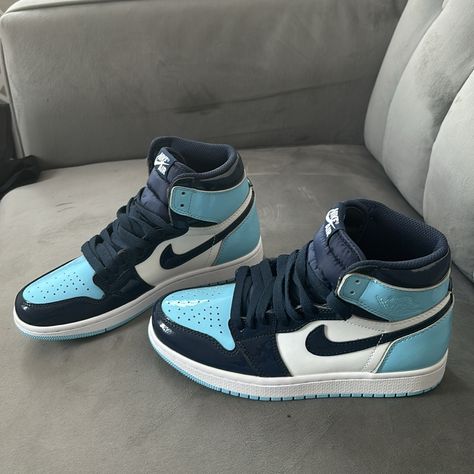 Brand New Never Worn Size 7 Women’s. I No Longer Have The Box. Air Jordan 1 Women Blue, Sporty Blue Jordan Shoes With Synthetic Material, Jordan 1 Blue Chill, Air Jordens1 Blue, Casual Blue High-top Jordan Shoes, Blue Breathable High-top Jordan Shoes, Nike Air Jordan Shoes, Nike Shoes Women Fashion, Casual Shoes Outfit