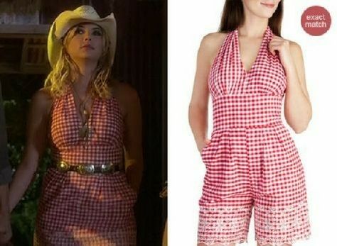 #PLL - #HannaMarin Pretty Little Liars Fashion, Pll Fashion, Farmer Girl, Hanna Marin, Red Plaid Dress, Red Checkered, Ashley Benson, Check Dress, Fashion Tv