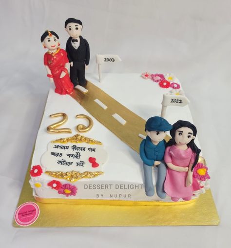 Anniversary cake, couple theme cake 25 Th Anniversary Cake Design, Cake Designs For Couples, Cute Anniversary Cake Couple, 25th Anniversary Cake Designs, Couple Cake Designs, Anniversary Cake 25th, 25th Anniversary Cake For Parents, Anniversary Cake For Parents, Latest Anniversary Cake Designs