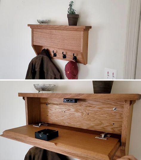 I Made This Coat Rack With A Secret Compartment Hidden Coat Hanger, Hidden Shelves, Hidden Storage Shelf, Secret Pocket Hanger, Concealment Shelf, Concealed Furniture Secret Compartment, Secret Compartment Bookshelf, Shelf With Hidden Compartment, Hidden Bookshelf Door