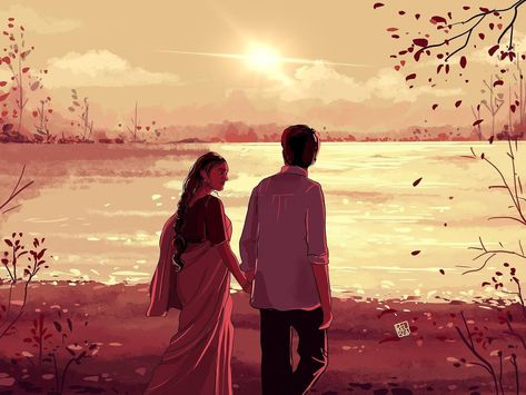 Indian Couple Painting, Indian Couple Painting Romantic, Couple Painting Romantic, Pop Art Comic Girl, Painting Romantic, Love Sunset, Just Hold Me, Couple Romantic, Indian Couple