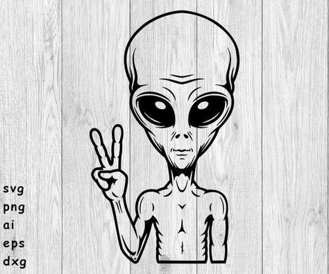 Alien Peace Sign, Rock Hand Sign, Alien Vector, Car Sticker Ideas, Peace Sign Tattoos, Cap Drawing, Peace Tattoos, Skull Coloring Pages, Alien Drawings