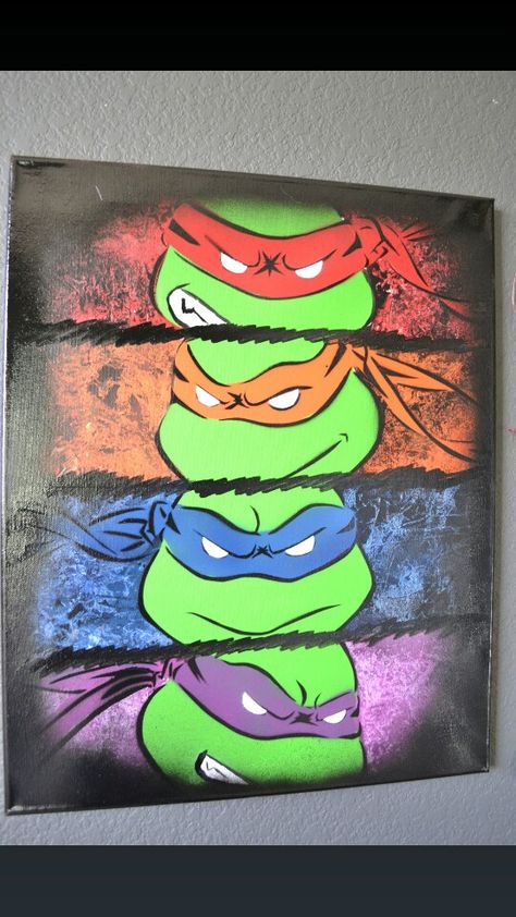 Would love this painted for me !!! Tmnt Painting, Ninja Turtles Canvas Painting, Spray Paint Art, Turtle Painting, Tableau Art, Pinturas Disney, Diy Canvas, Mutant Ninja, Painting For Kids