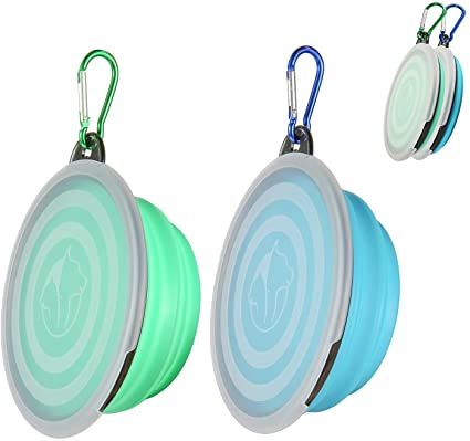 Pet Supplies : SLSON Collapsible Dog Bowls with Cover Lids,2 Pack Dog Travel Bowls Portable Foldable Cat Water Dish Bowl for Pets Walking Parking Camping,Light Blue and Green : Amazon.com Silicone Dog Bowl, Collapsible Dog Bowl, Cat Water Bowl, Travel Dog Bowl, Collapsible Bowl, Travel Dog, Dog Bowl Stand, Dog Water Bowls, Dog Food Bowls