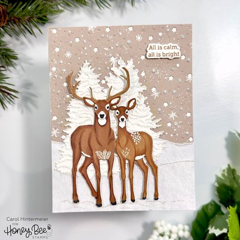 Deer Cards, Bee Creative, Honey Bee Stamps, Bright Winter, Bee Cards, Paper Craft Supplies, Winter Scene, Nature Trail, Winter Cards