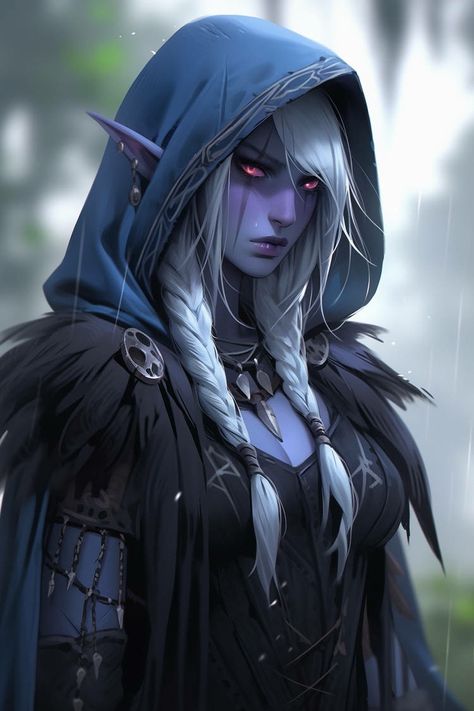 Half Drow Female, D&d Character Design, Shadar Kai Female, Drow Rogue, Shadow Elf, Female Drow, Elf Characters, Female Elf, Elf Art