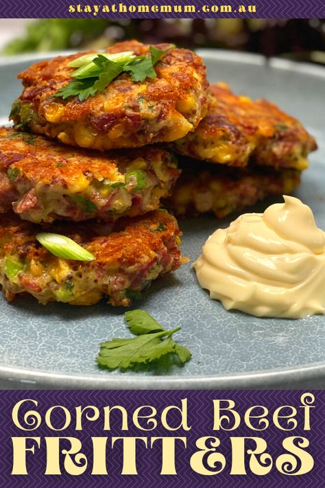 Corn Meat Fritters, Canned Corned Beef Recipe, Corned Beef Fritters, Corned Beef Recipes Slow Cooker, Canned Corned Beef, Slow Cooker Corned Beef, Corned Beef Recipes, Corn Fritters, Fritter Recipes