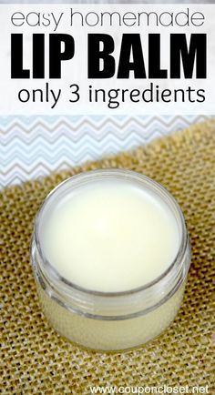 3 ingredient Homemade Lip Balm Recipe ½ Cup Grated Beeswax 2 Tbsp Coconut Oil 1 tsp Almond Extract or essential oils Clear Container Chapped Lips Remedy, Homemade Lip Balm Recipe, Lip Balm Recipe, Diy Lip Balm Recipes, Balm Recipe, Săpunuri Handmade, Lip Balm Recipes, Homemade Lip Balm, Homemade Lotion