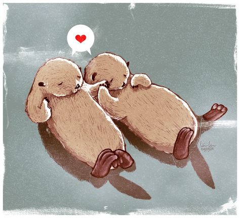 Otter Drawing, Otter Tattoo, Baby Sea Otters, Otters Holding Hands, Otter Art, Cute Otter, Otter Love, Sea Otters, Baby Otters