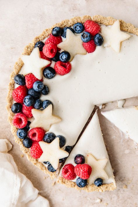 Cheesecake 4th Of July, Fourth Of July Cheesecake, Chocolate Cranberry Tart, Celebrate Photography, Cheesecake Tart, Cranberry Tart, Fruit Garnish, July Desserts, Cheesecake Tarts