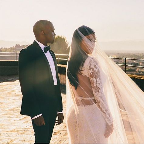 Take a Stunning New Look at the Kimye Wedding- HarpersBAZAAR.com Kimye Wedding, Kanye West Wedding, Celebrity Wedding Hair, Jamie Hince, Kim Kardashian Wedding, Kardashian Wedding, Kim Kardashian Kanye West, Celebrity Bride, Kim And Kanye