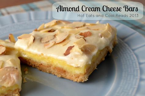 Hot Eats and Cool Reads: Almond Cream Cheese Bars Recipe Cheese Bars Recipe, Cream Cheese Bars Recipe, Almond Cream Cheese, Cheese Bars, Cream Cheese Bars, Resep Brownies, Almond Bars, Cheese Bar, Almond Cream