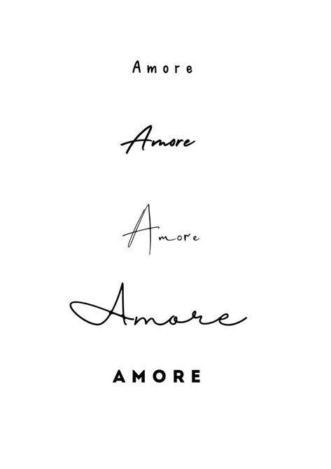 Amore Tattoos For Women, Mon Amour Tattoo, Amor Tattoos For Women, Amore Tattoo Fonts, Tattoo Klein, Amor Tattoo, Arm Tattoos Drawing, Italian Tattoos, Cute Simple Tattoos