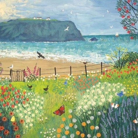 Found on A Hygge- Ish Life Facebook The Sea, United Kingdom, The Beach, Birds, Canvas, Flowers, Art