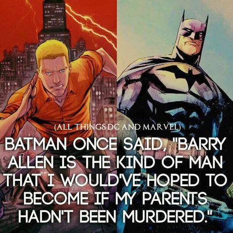 Batman once said "Barry allen is the kind of man that I would've hoped to become if my parents hadn't been murdered." Nerdy Facts, Dc Facts, Dc Comics Facts, Comic Facts, Flash Family, Superhero Facts, Marvel Facts, The Bat Man, I Am Batman