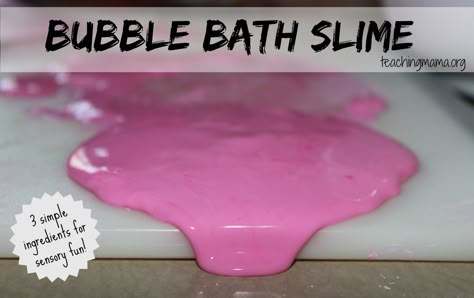 I am so excited to share with you my latest sensory play recipe! I used just a few ingredients to create Bubble Bath Slime! This sensory activity will have you wondering whether it‘s a solid or a liquid. It‘s slimy, yet can be formed into a ball and be molded. It is SO fun! Here’s what you need: 1/2 cup … Bath Slime, Ways To Make Slime, Sensory Play Recipes, Teaching Mama, Slime Recipes, Sensory Ideas, Bath Time Fun, Homemade Bath Products, Kids Sensory