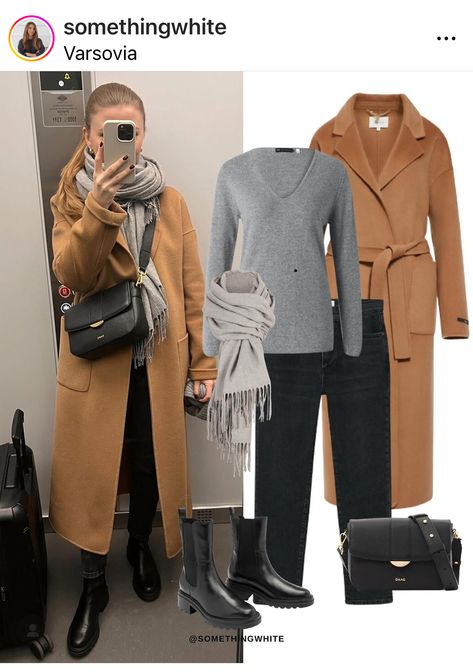 Camel Jacket Outfit, Outfit Dia, Camel Outfit, Blue Coats, Casual Winter Outfits, Classic Outfits, Fall Winter Outfits, Moda Fashion, Jacket Outfits