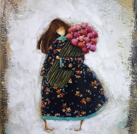 Irma Kukhianidze Irma Kukhianidze, Whimsical Embroidery, She Art, Baby Daughter, Beauty In Art, Acrylic Painting Flowers, Mary Mary, Abstract Portrait, Painting Flowers