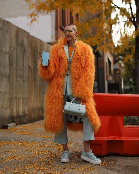 Shaggy Coat Outfit, Monday Morning Coffee, Fur Jacket Outfit, Everday Style, Blair Eadie, Orange Tiger, Extreme Fashion, Atlantic Pacific, Sleek Dress