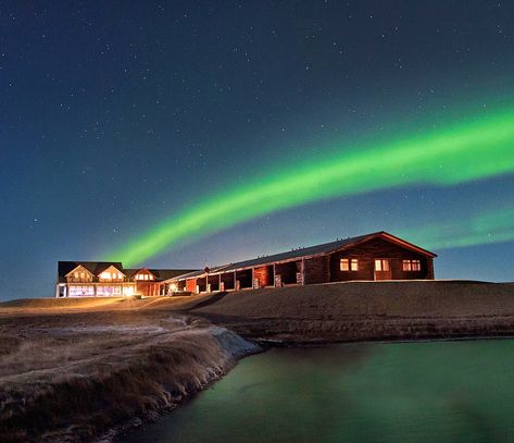 Hotels worldwide with great locations / great views of landmarks.  Northern Lights over Iceland’s Hotel Ranga. Hollywood actor Jake Gyllenhaal 'l... Iceland Hotels, Antarctica Travel, South Iceland, Small Luxury Hotels, Visit Iceland, The Northern Lights, Iceland Travel, Ways To Travel, The Night Sky