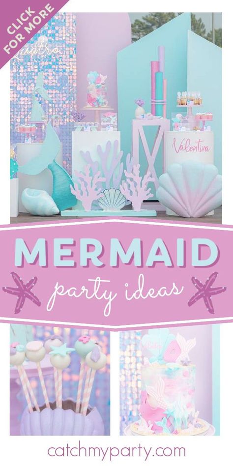 Mermaid Party Ideas, Beautiful Birthday Cake, Water Birthday, Sea Party Ideas, Mermaid Birthday Party Decorations, Birthday Mermaid, Girls Birthday Party Themes, Frozen Theme Party, Pastel Party