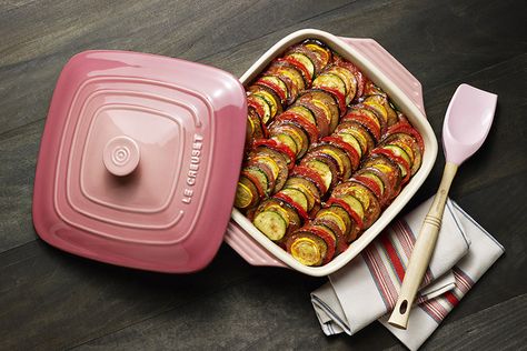 Ratatouille | Le Creuset® Canada Official Site Baking Pies, Crab Pasta, Yellow Zucchini, Cookware Design, Green Zucchini, Roasted Fingerling Potatoes, Ratatouille Recipe, No Bake Granola Bars, Baked Granola