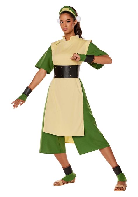 PRICES MAY VARY. Size: Small For fans of "Avatar: The Last Airbender," the tale of Toph Beifong is one of strength, spirit, and unparalleled Earthbending skill. Now, as the tides of time present a new era of fandom and cosplay, there's a golden chance for you to step into the shoes of this beloved character. Whether you're gearing up for a cosplay event, a themed party, or just looking to express your admiration, our Avatar the Last Airbender Adult Toph Costume is here to echo the unique essence Toph Cosplay, Avatar The Last Airbender Toph, The Last Airbender Toph, Nickelodeon Costumes, Yellow Anime, Toph Beifong, Costume Green, Yellow Romper, Toddler Costumes