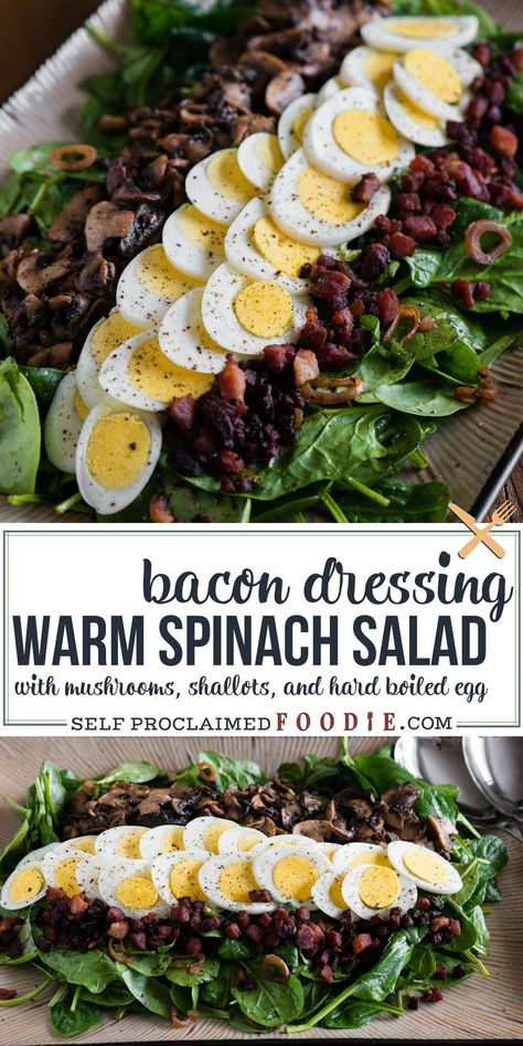 Spinach Salad With Bacon, Warm Recipes, Warm Spinach Salad, Salad Spinach, Homemade Bacon, Bacon Dressing, Spinach Salad Recipes, Salad Salad, Bacon Salad