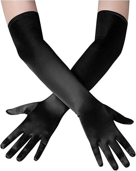 Amazon.com: Papoopy Women Black Long Gloves for for Wedding, Tea Party, Cosplay, Costume (Satin - Black) : Clothing, Shoes & Jewelry White Lace Gloves, Long Black Gloves, Wedding Tea Party, Long Fingerless Gloves, Costume Gloves, Wedding Tea, Wedding Gloves, Plain Outfits, Black Clothing