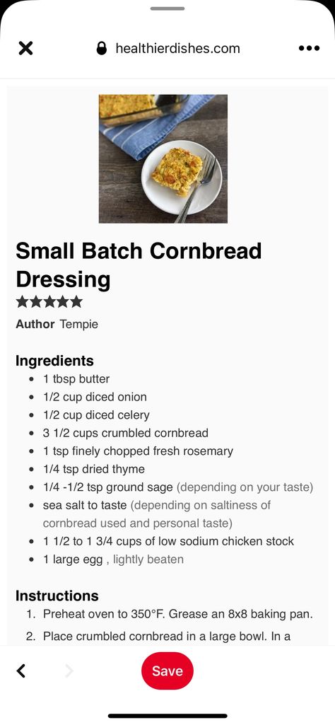 Small Batch Dressing, Small Cornbread Dressing Recipe, Cornbread Dressing Small Batch, Small Batch Cornbread Dressing, Small Batch Cornbread, Thanksgiving Dinner For Two, Chicken Dressing, Cornbread Dressing, Dinner For Two