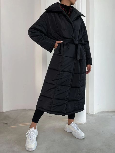 Long Puffer Jacket, Long Puffer Coat, Women Outerwear, Long Puffer, Belted Coat, Winter Coats, Female Poses, Winter Coats Women, Puffer Coat