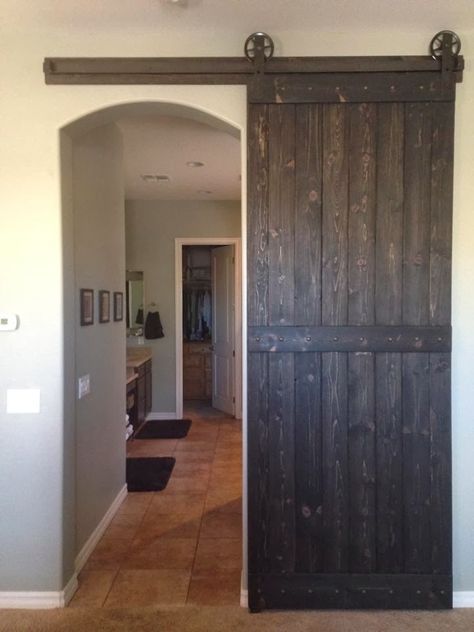 Barn Door over arched opening Arched Barn Door, Bathroom Door Ideas, Hanging Doors, Arched Doorway, Stall Door, Door Options, Rent House, White Barn Door, Barn Door Closet