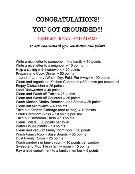 This seems so much better than a normal grounding! I'm using this one day. Parenting Help, Parenting 101, Chores For Kids, Chore Chart, Raising Kids, Future Kids, Future Baby, Kids Parenting, Family Life