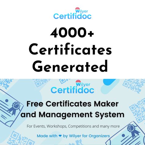 certifidoc, wilyer Certificate Maker, Digital Certificate, Workshop Organization, Start Up, Train