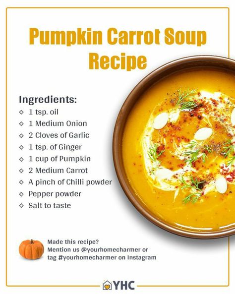 Pumpkin Carrots, Pumpkin Carrot Soup, Pumpkin Soup Recipe Easy, Carrot Soup Recipes, Pumpkin Soup Recipe, Homemade Soup Recipe, Carrot Soup, Healthy Pumpkin, Hand Blender