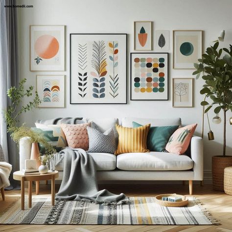 Scandinavian Living Room Refresh - Add Pops Of Color Scandinavian Living Room With Color, Scandinavian With Pops Of Color, Scandinavian Interior With Color, Colourful Scandinavian Interior, Scandinavian Small Living Room Ideas, Scandinavian Interior Colorful, Refresh Aesthetic, Colorful Scandinavian Interior, Cozy Scandinavian Living Room