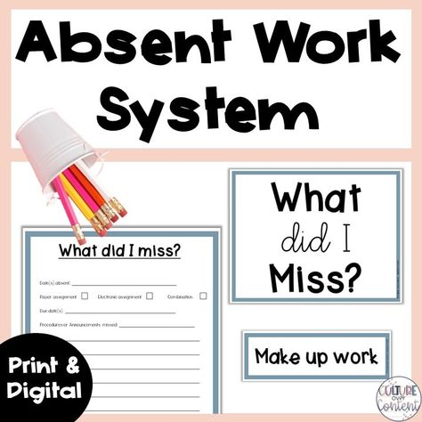 Unlock the Secrets to Success: Make Up Work for Absent Students Absent Work, Absent Students, Middle School Classroom Decor, Work Management, Teaching Classroom Management, Middle School Math Teacher, Work System, Classroom Culture, Class Organization