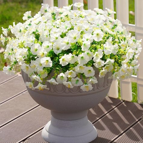 Amazon.com: Ivydale Artificial Fake Plants Flowers for Outdoor Summer Decoration, 12 Bundles Faux Silk Realistic UV Resistant Red Morning Glory for Home Outside Planter Porch Yard Patio Balcony : Home & Kitchen White Morning Glory, Winter Christmas Decor, Outside Planters, Blue Morning Glory, Artificial Plants Outdoor, Patio Balcony, White Plants, Spring Summer Decor, Effortless Beauty