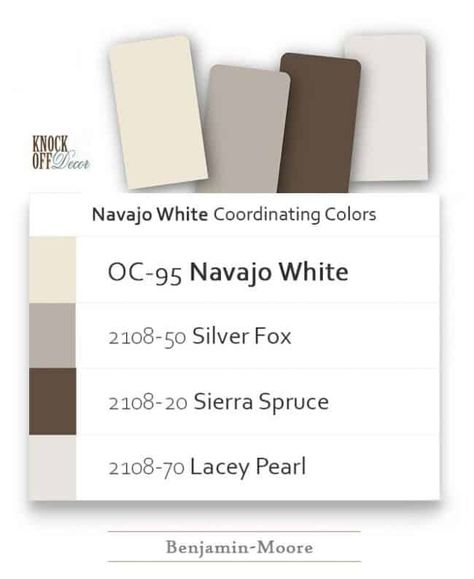 Benjamin Moore Navajo White Review – A Warm and Off-White Beauty - KnockOffDecor.com Navajo White Sherwin Williams, Exterior Stucco House Colors, Benjamin Moore Navajo White, Stucco House Colors, Sherwin Williams Color Palette, White Exterior Houses, Navajo White, Stucco Homes, Off White Paints