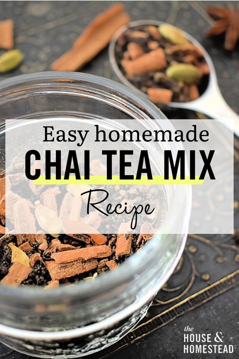 Easy Homemade Chai Tea Mix Real Chai Tea Recipe, Bulk Chai Tea Recipe, Chai Blend Recipe, India Chai Tea Recipe, Chai Tea Blend Recipe, Chia Tea Mix Recipe, Spicy Chai Tea Recipe, Chai Tea Spice Mix Recipe, Homemade Cinnamon Tea