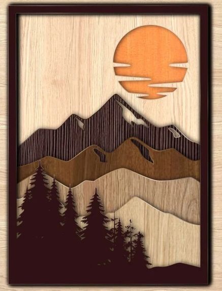 Mountain Wood Art, Patio Lanterns, Wood Laser Ideas, Forest Wall Decor, Laser Cut Decor, Classy Halloween, Cabinet Plans, Laser Cut Wood Crafts, Laser Engraved Ideas