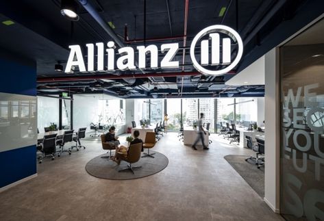 Allianz Offices - Ho Chi Minh City Insurance Office, Collaboration Area, Pastel Pink Wallpaper, Office Signage, City Office, Corporate Culture, Office Snapshots, Workplace Design, Workspace Design